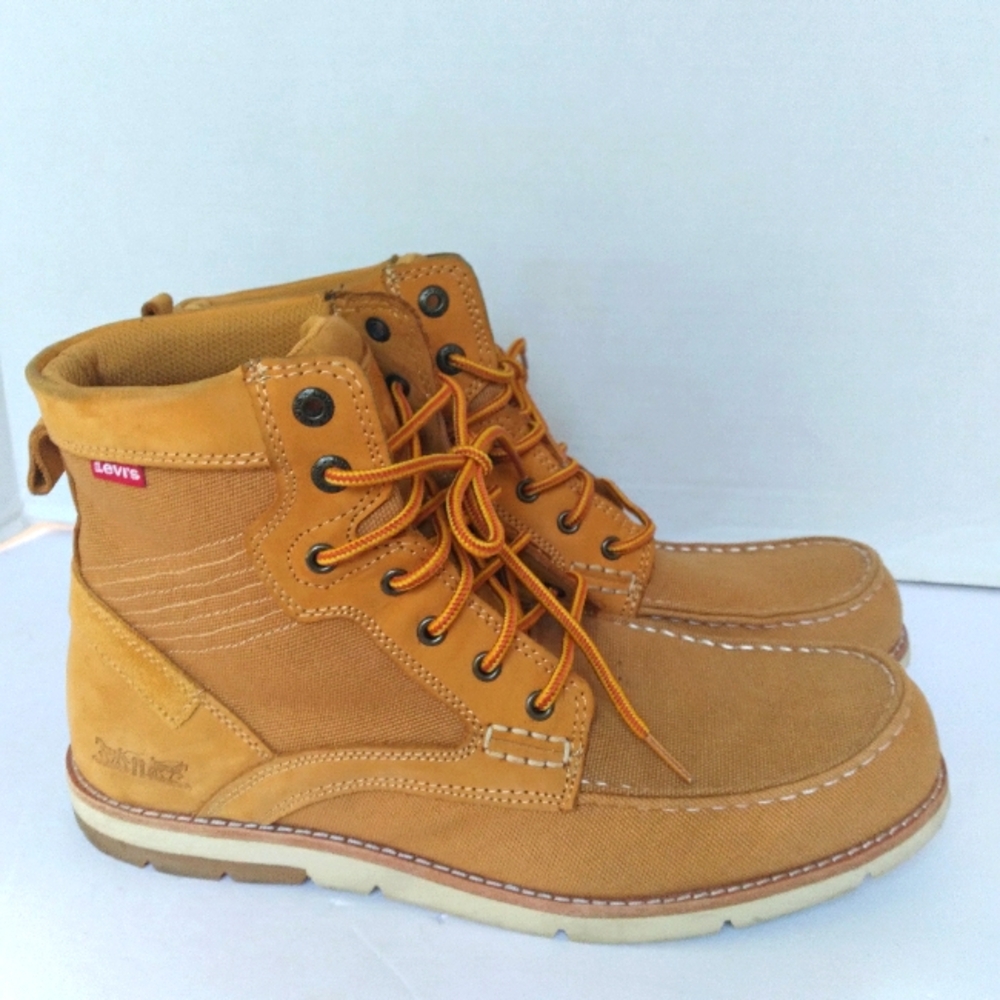 Levi's Ankle Boots Moc Toe Work Boots Casual‎ Lace Up Tan Brown